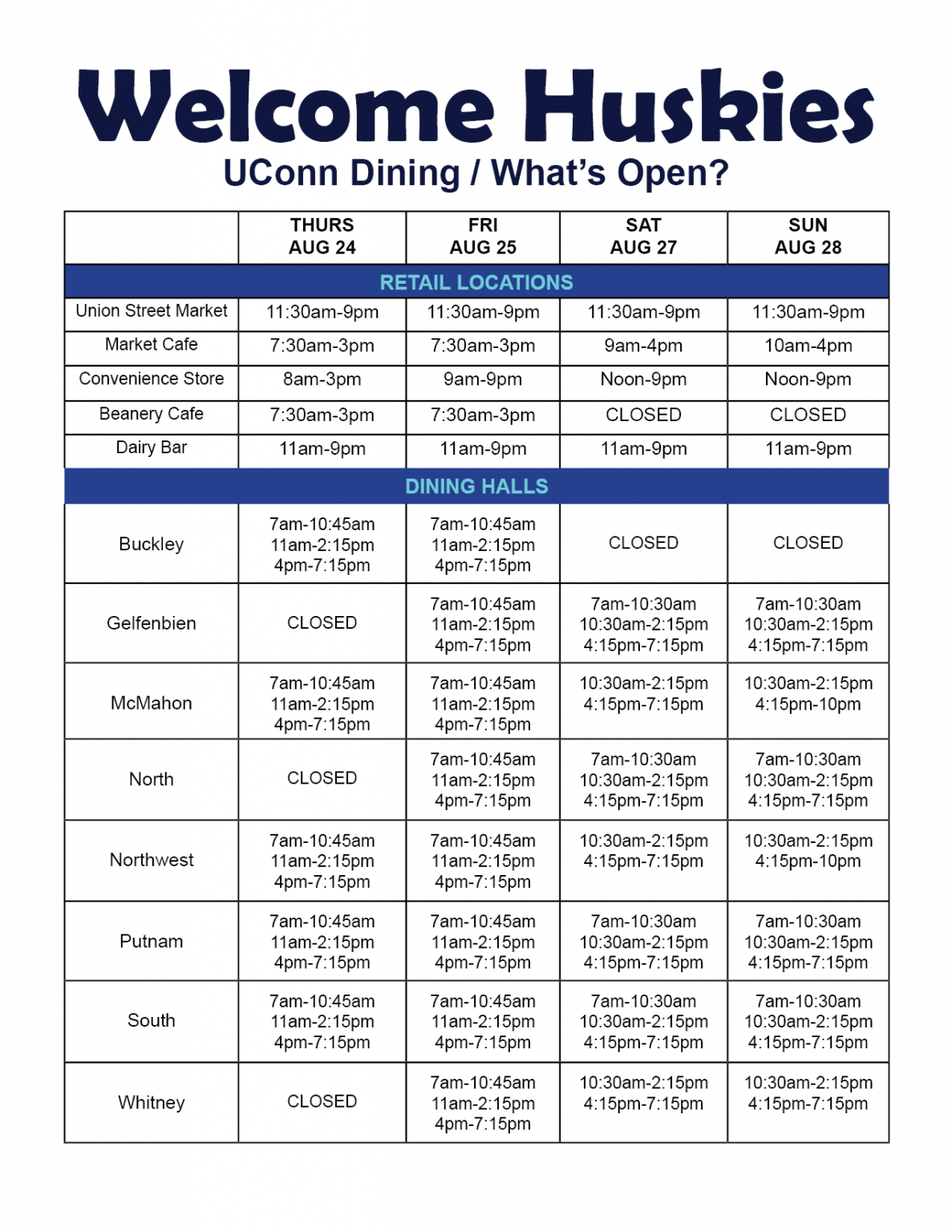 Hours | Dining Services