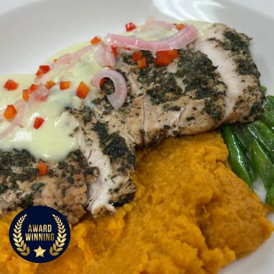 Herb Crusted Turkey Filet w/Leek Cream Sauce